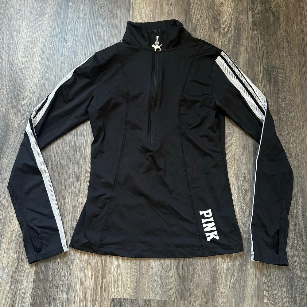 PINK Victoria’s Secret‎ Black Half Zip Athletic Pullover Size XS